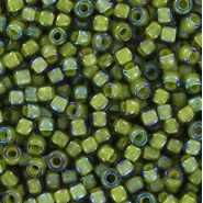 Toho seed beads 8/0 round Inside-Color Luster Black Diamond/Opaque Yellow-Lined - TR-08-246